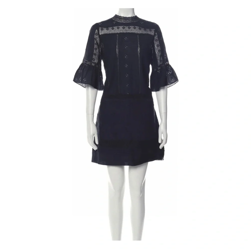 Ulla Johnson Elena Eyelet Embroidered Mini Dress in black - Picture 1 of 4